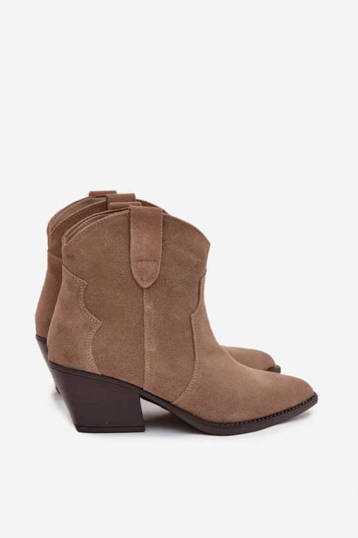 Slip-on Women's Cowboy Boots Made of Natural Suede Beige Beretta Slip-on Women's Cowboy Boots Made of Natural Suede Beige Beretta
