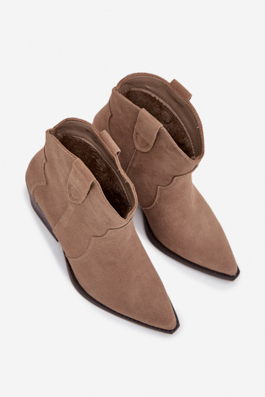 Slip-on Women's Cowboy Boots Made of Natural Suede Beige Beretta Slip-on Women's Cowboy Boots Made of Natural Suede Beige Beretta