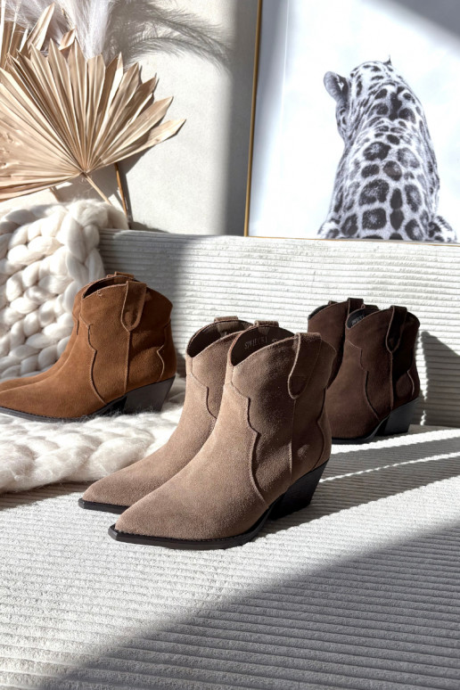 Slip-on Women's Cowboy Boots Made of Natural Suede Beige Beretta Slip-on Women's Cowboy Boots Made of Natural Suede Beige Beretta