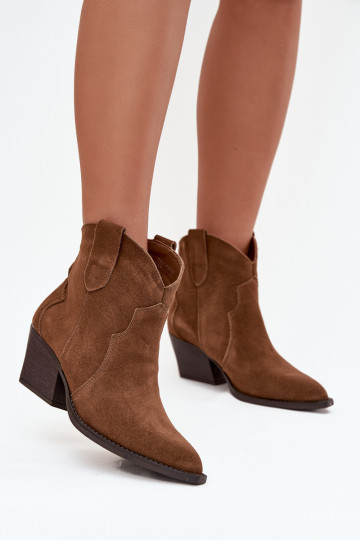 Slip-on Cowboy Boots Women's Made of Natural Suede Camel Beretta 2