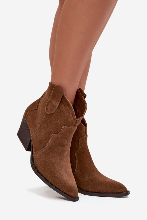 Wsuwane Botki Kowbojki DamskiewithNaturalnego Zamszu Camel Beretta Wsuwane Botki Kowbojki DamskiewithNaturalnego Zamszu Camel Beretta