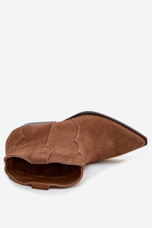 Wsuwane Botki Kowbojki DamskiewithNaturalnego Zamszu Camel Beretta Wsuwane Botki Kowbojki DamskiewithNaturalnego Zamszu Camel Beretta