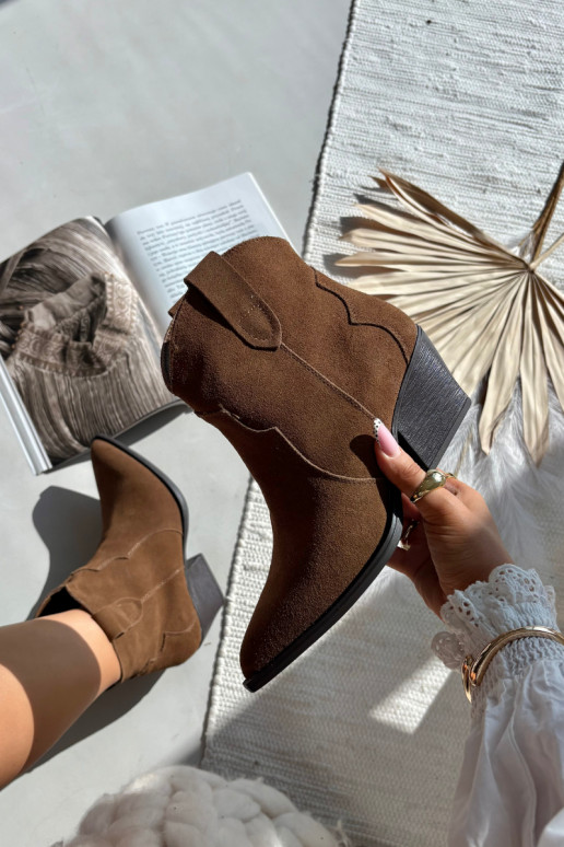 Wsuwane Botki Kowbojki DamskiewithNaturalnego Zamszu Camel Beretta Wsuwane Botki Kowbojki DamskiewithNaturalnego Zamszu Camel Beretta