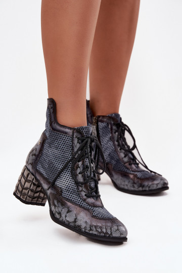 Leather Women's Ankle Boots with Heel Maciejka 06989-03 Gray 2