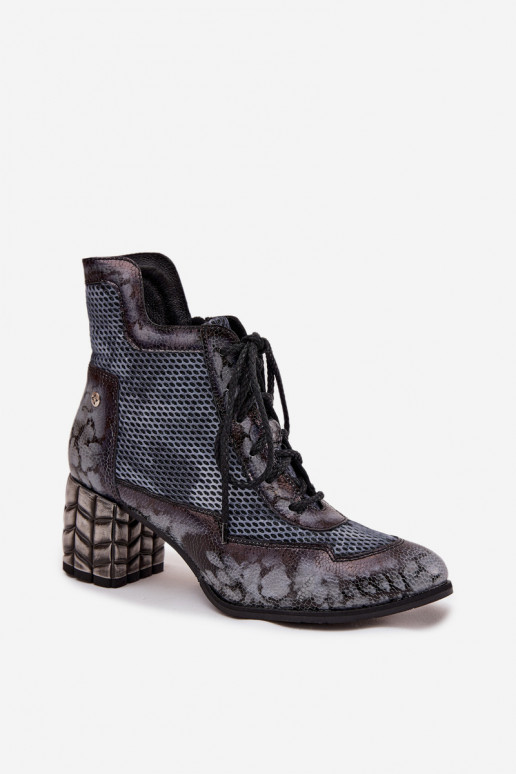 Leather Women's Ankle Boots with Heel Maciejka 06989-03 Gray