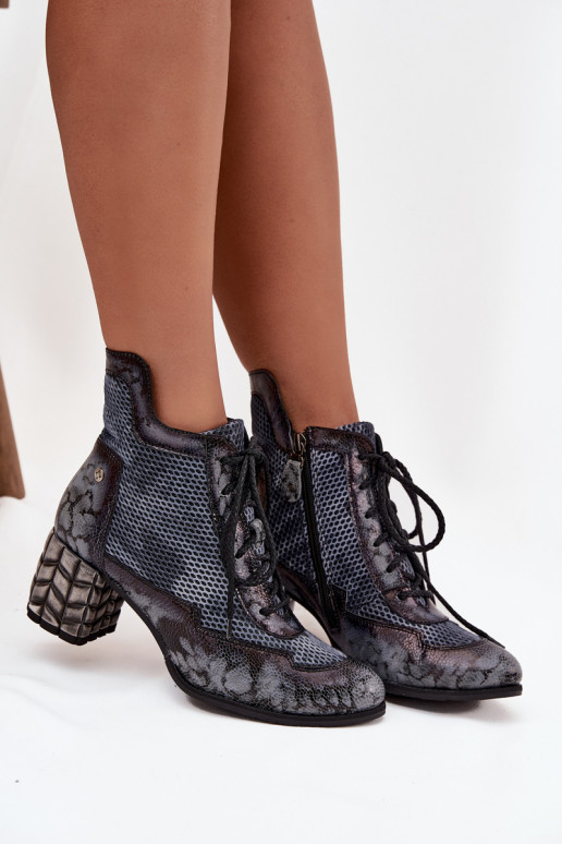 Leather Women's Ankle Boots with Heel Maciejka 06989-03 Gray