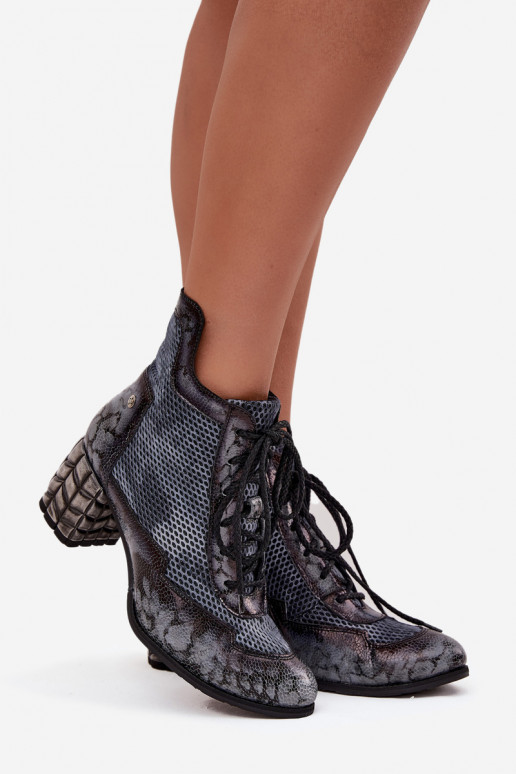 Leather Women's Ankle Boots with Heel Maciejka 06989-03 Gray