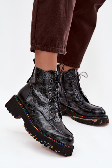Leather Patent Leather Women's Ankle Boots Artiker 57C0065 Gray 2