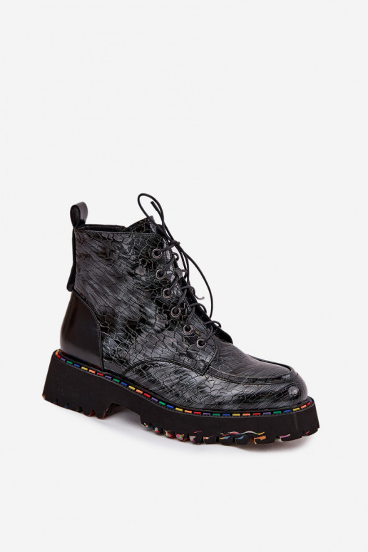 Leather Patent Leather Women's Ankle Boots Artiker 57C0065 Gray