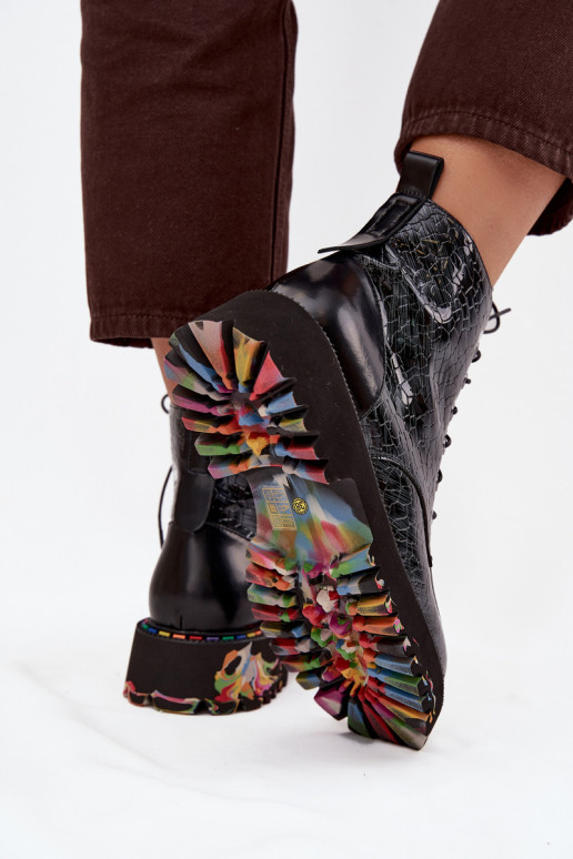 Leather Patent Leather Women's Ankle Boots Artiker 57C0065 Gray