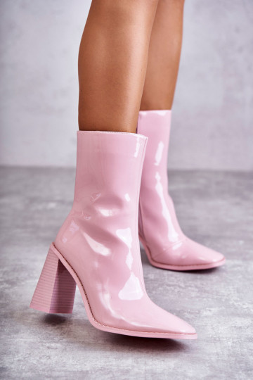 Women's Patent Leather Boots Pink Margit 2