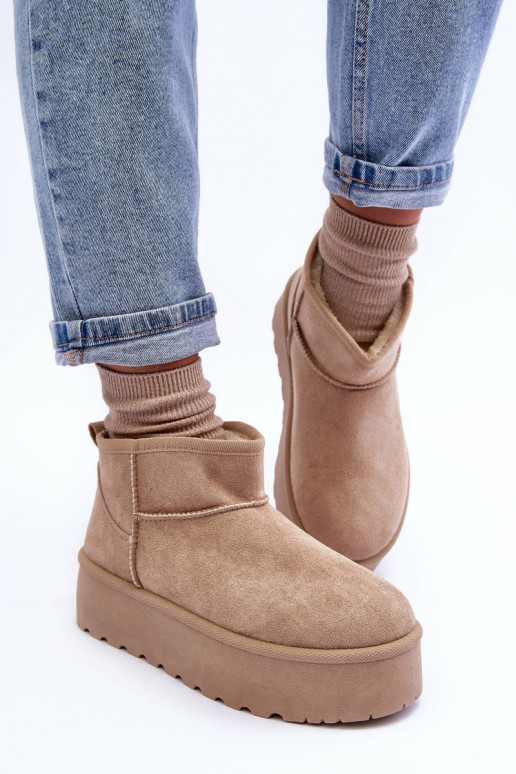 Suede Snow Boots On Platform Beige Corcoran