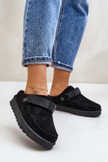 Women's Slippers Insulated With Fur On Platform Black Azida 2