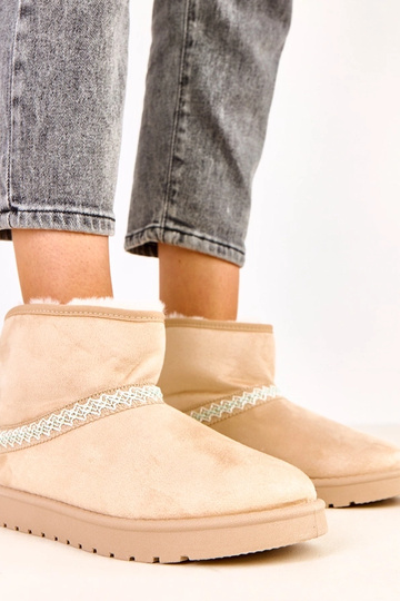 Beżowe niskie śniegowce z...