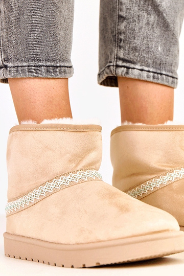 Beżowe niskie śniegowce z... 2