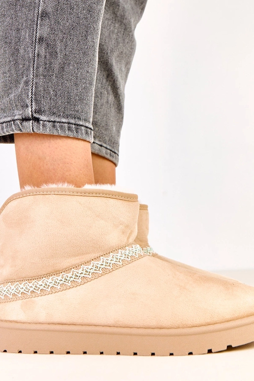 Beżowe niskie śniegowce z ekozamszu... Beżowe niskie śniegowce z ekozamszu...