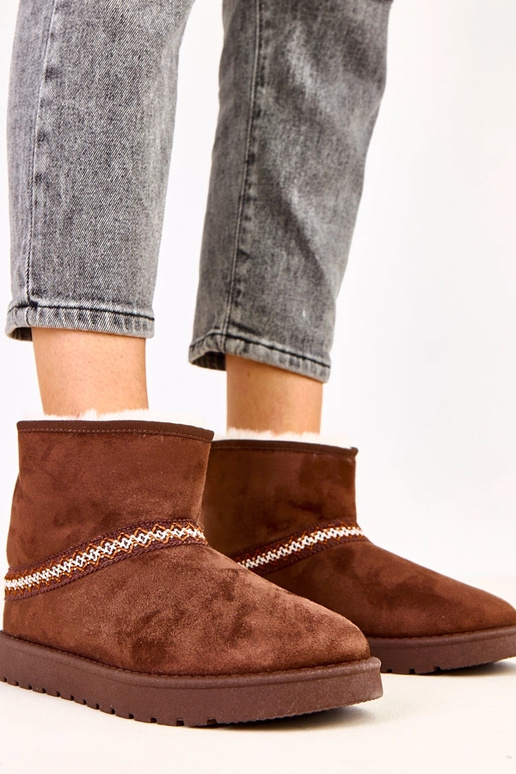 Brązowe niskie śniegowce z ekozamszu... Brązowe niskie śniegowce z ekozamszu...