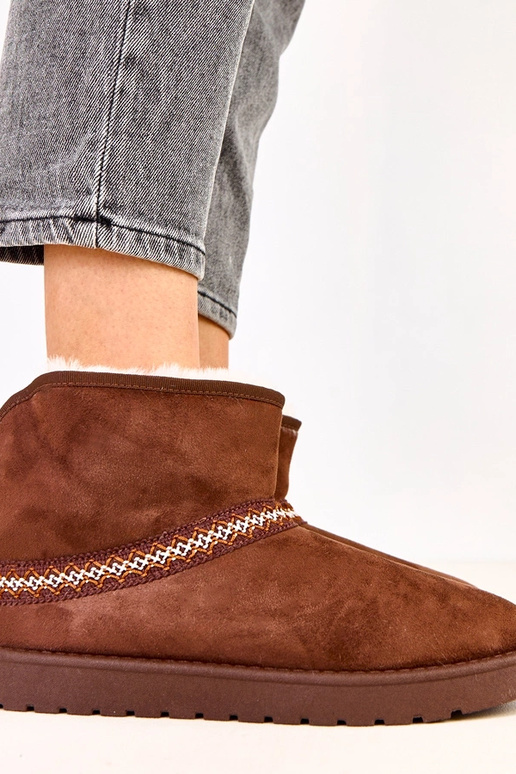 Brązowe niskie śniegowce z ekozamszu... Brązowe niskie śniegowce z ekozamszu...