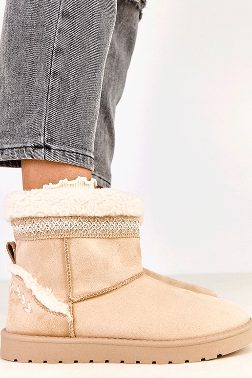 Beżowe niskie śniegowce zdobione... Beżowe niskie śniegowce zdobione...