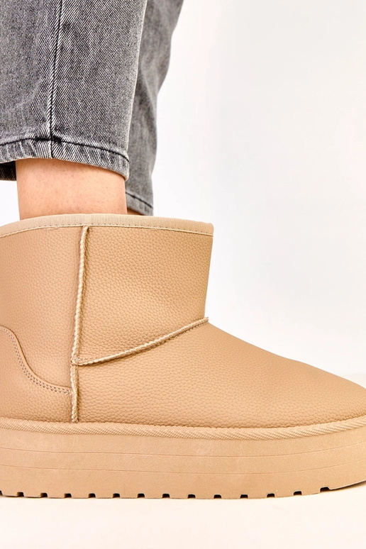 Brązowe niskie śniegowce na... Brązowe niskie śniegowce na...