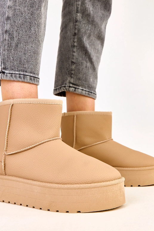 Brązowe niskie śniegowce na... Brązowe niskie śniegowce na...