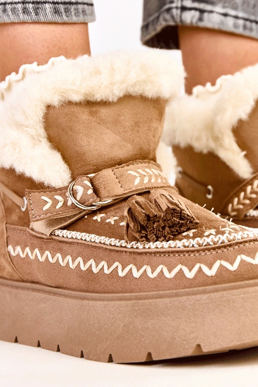 Jasnobrązowe śniegowce na platformie... Jasnobrązowe śniegowce na platformie...