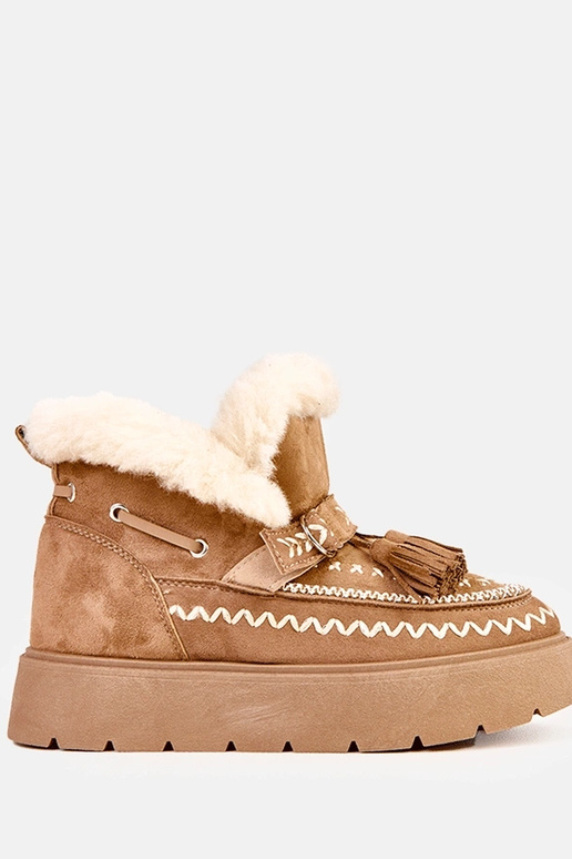 Jasnobrązowe śniegowce na platformie... Jasnobrązowe śniegowce na platformie...