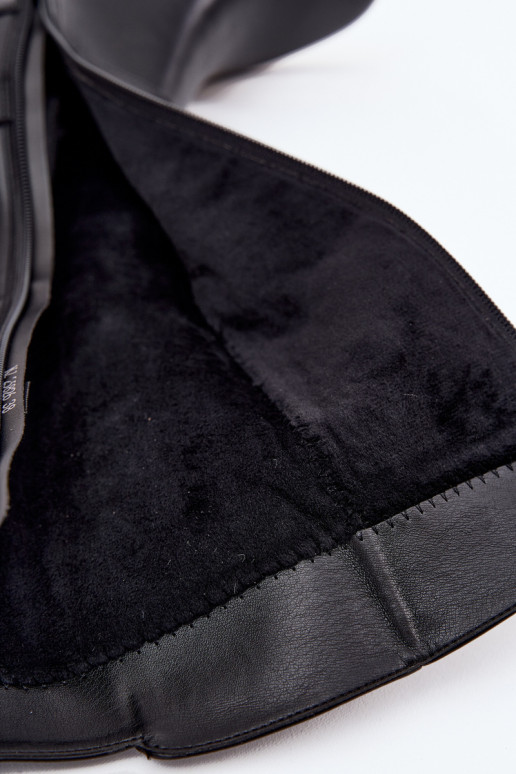 Ocieplane Kozaki Damskie Na KlockuwithPaskiem Sergio Leone KZ25826 Czarne Ocieplane Kozaki Damskie Na KlockuwithPaskiem Sergio Leone KZ25826 Czarne