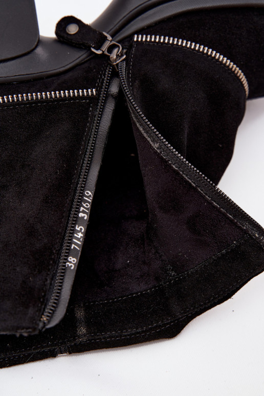 Skórzane Botki DamskiewithWywiniętą Cholewką Maciejka 07145-01 Czarne