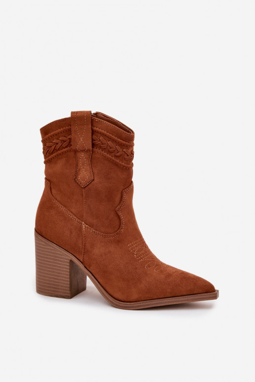 Women's cowboy ankle boots on heel Camel Jessa