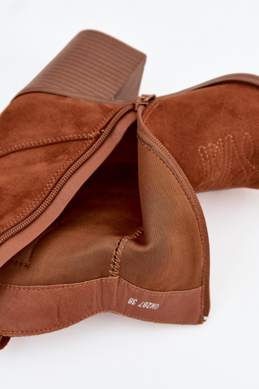 Women's cowboy ankle boots on heel Camel Jessa