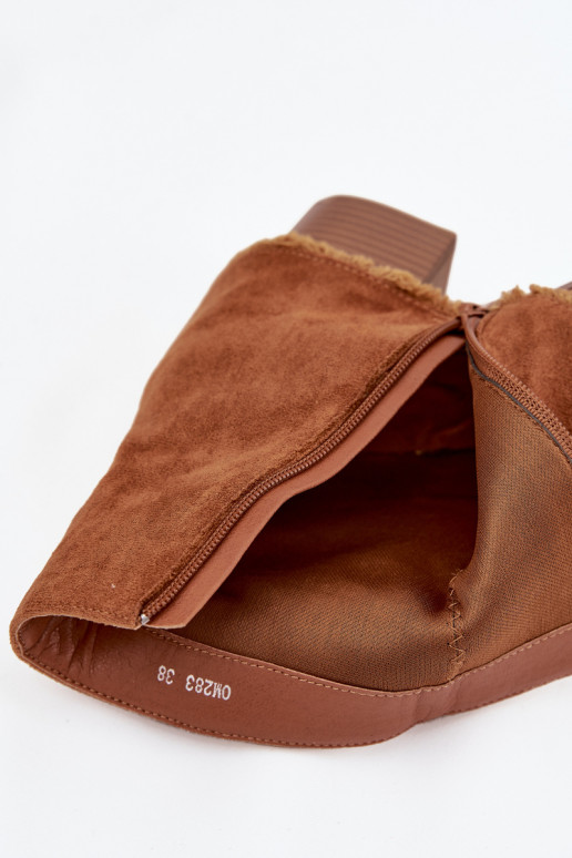 Botki Damskie Na SłupkuwithWywiniętą Cholewką Camel Idalia