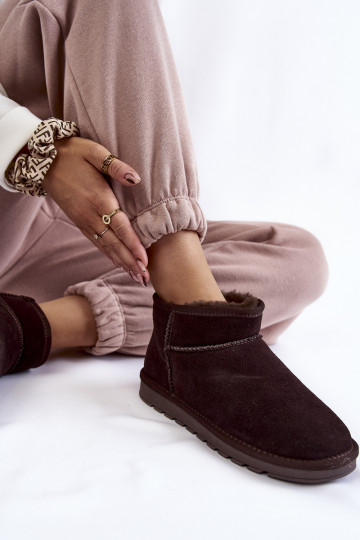 Women's Suede Low Snow Boots Brown Shelie 2