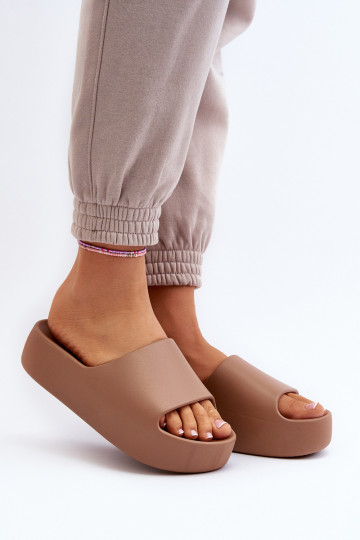 Women's Thick Sole Flip Flops Brown Oreithano 2