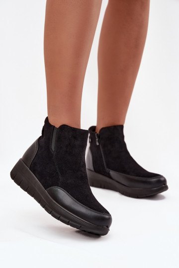 Women's Boots with Zipper Lined with Fur Black Breena