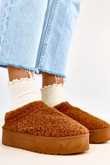 Brązowe niskie śniegowce na...