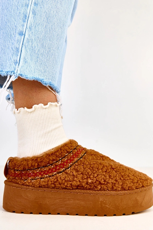 Brązowe niskie śniegowce na... Brązowe niskie śniegowce na...