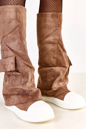 Brązowe kozaki ekozamszowe... 2