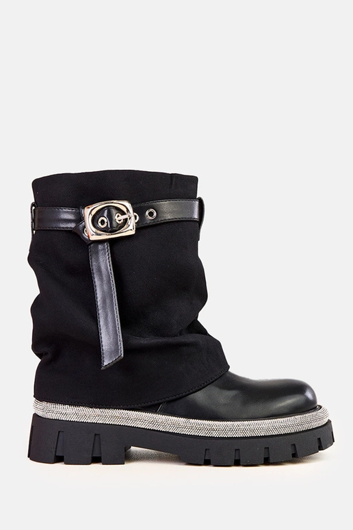 Czarne botki z wywiniętą cholewką i...