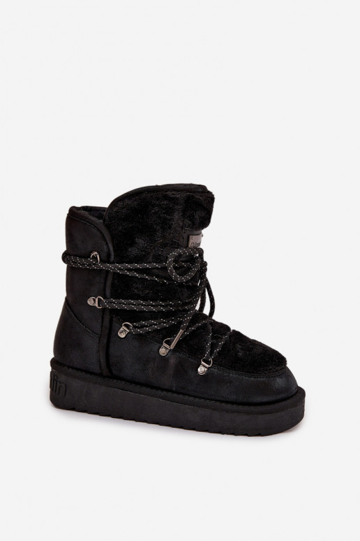 Women's Snow Boots on Platform with Fur D.Franklin DFSH37005 Black