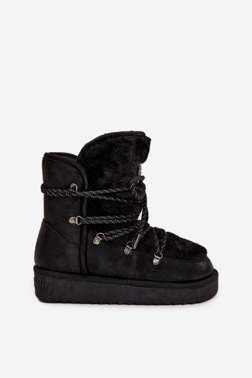 Women's Snow Boots on Platform with Fur D.Franklin DFSH37005 Black