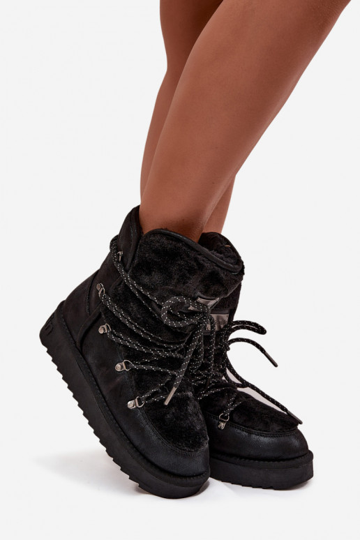 Śniegowce Damskie Na PlatformiewithFuterkiem D.Franklin DFSH37005 Czarne