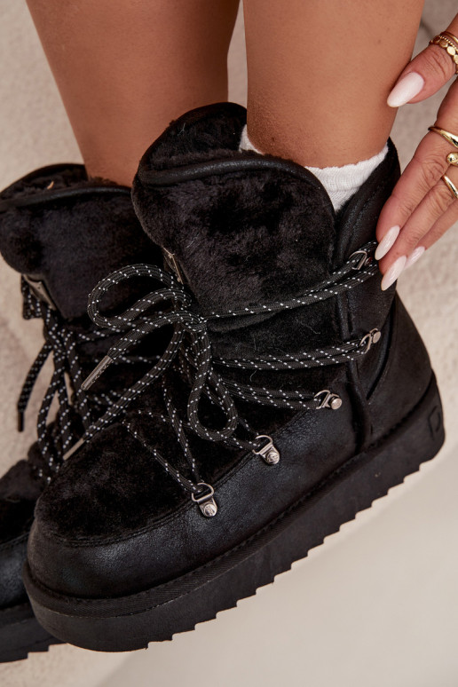 Women's Snow Boots on Platform with Fur D.Franklin DFSH37005 Black