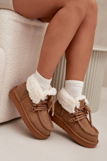 Women's Snow Boots Made of Natural Suede D.Franklin DFSH375006 Camel