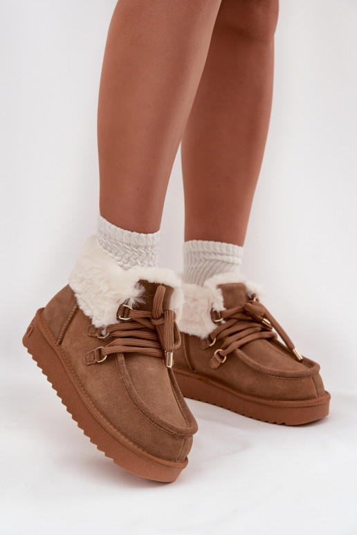 Women's Snow Boots Made of Natural Suede D.Franklin DFSH375006 Camel