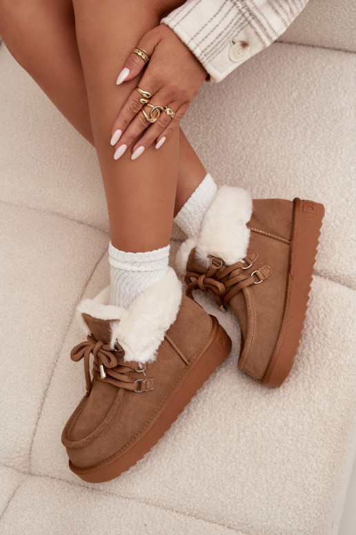 Śniegowce DamskiewithNaturalnego Zamszu D.Franklin DFSH375006 Camel