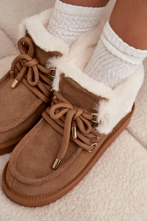 Women's Snow Boots Made of Natural Suede D.Franklin DFSH375006 Camel