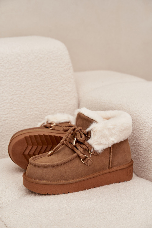 Women's Snow Boots Made of Natural Suede D.Franklin DFSH375006 Camel