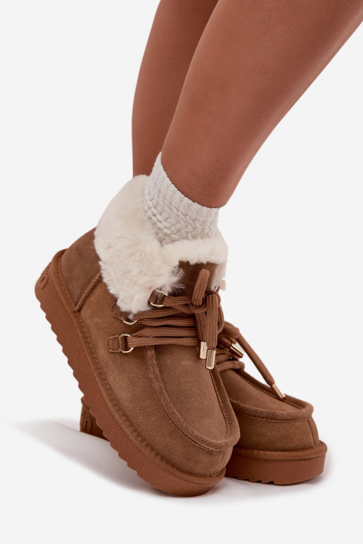 Women's Snow Boots Made of Natural Suede D.Franklin DFSH375006 Camel