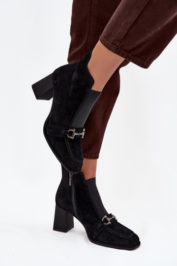 Women's Ankle Boots Made of Genuine Suede on Heel Artiker 57C0124 Black